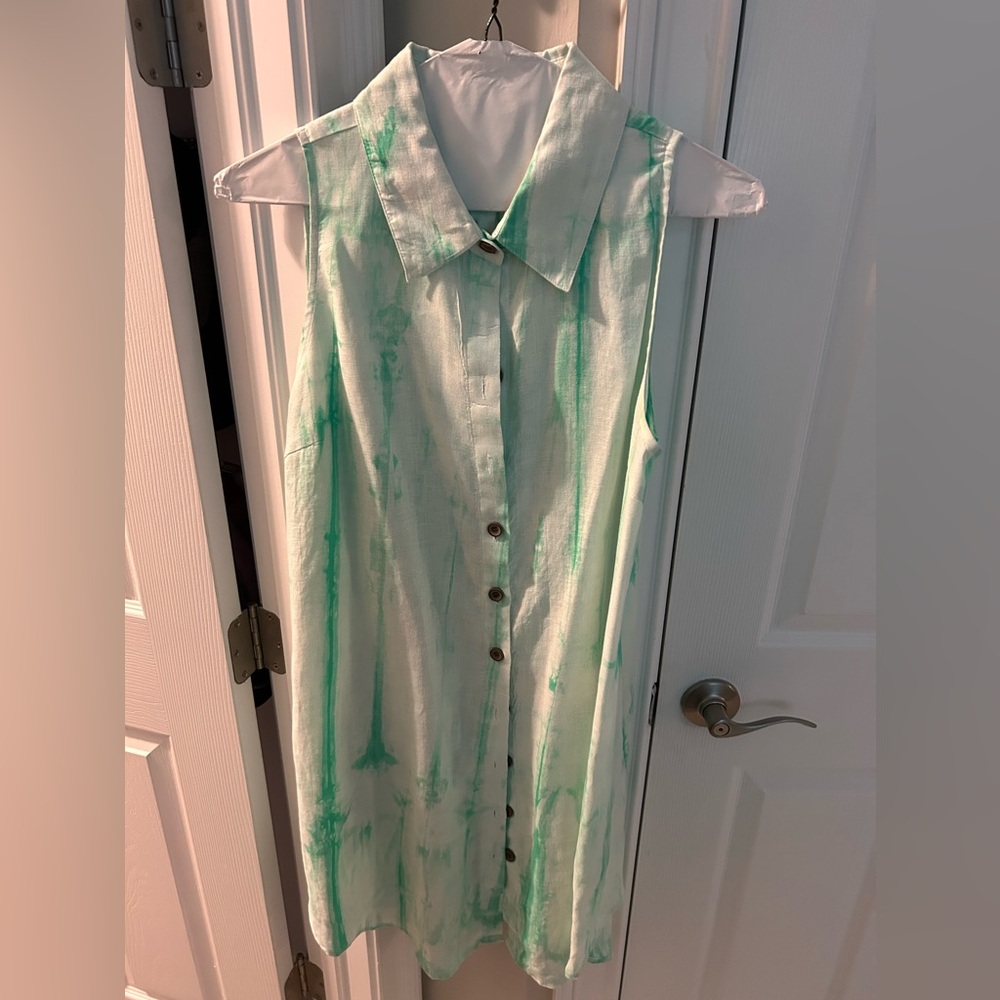 Linen shirt style swing dress
